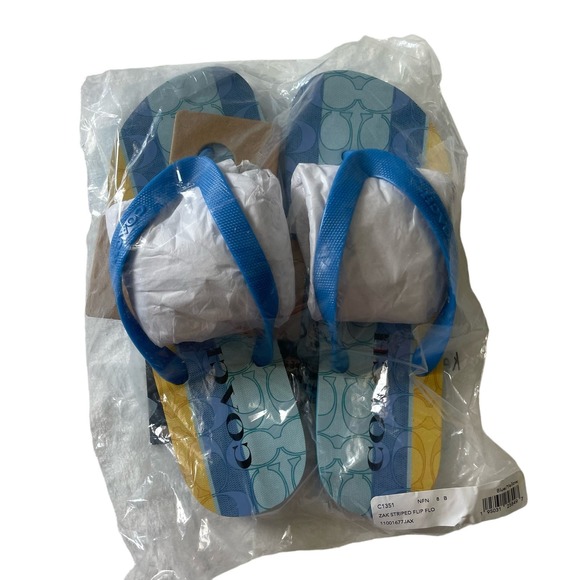NWT Coach Zak Striped Flip Flops - Picture 4 of 12